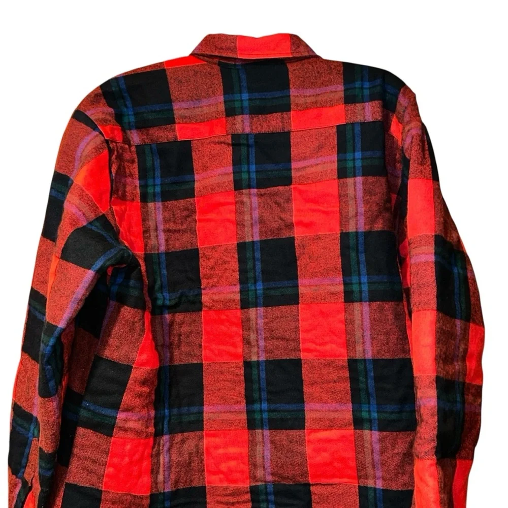 Midwest Clothing Mens Flannel Shacket Shirt Jacket Red Plaid 16-16½‎ Large Vtg